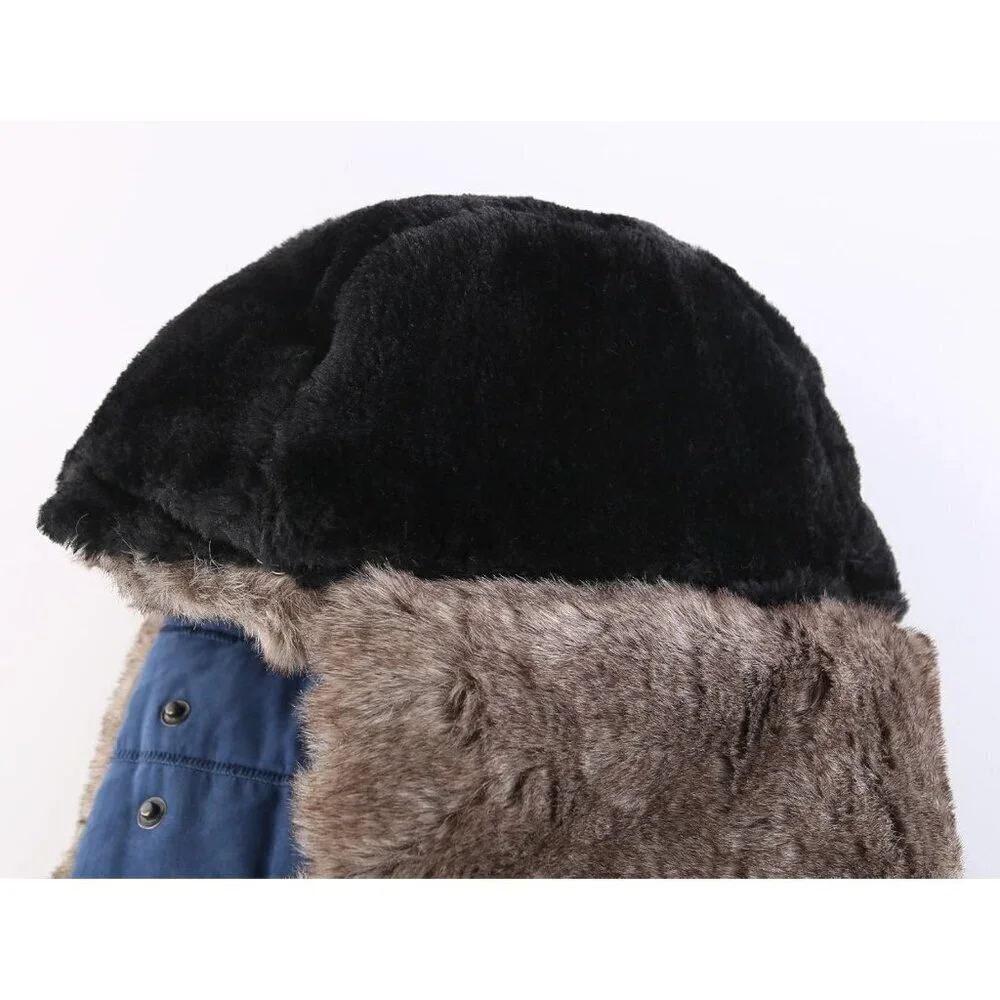 Men's Blue Trooper Trapper Hat Warm Winter Hunting Cap w/ Removable Mask